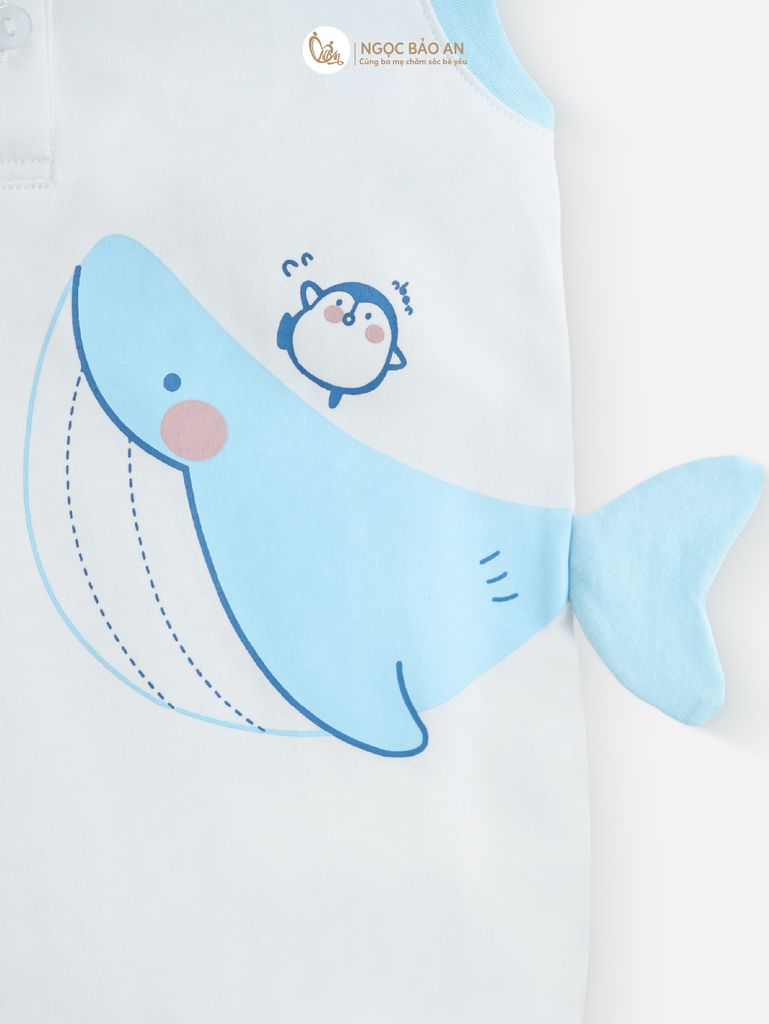 [M&B] Body đùi cotton bé trai tay cộc (Cá Voi Xanh)