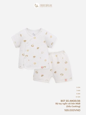 [M&B] Bộ ngắn cài bên cotton gấu cooking vàng PM