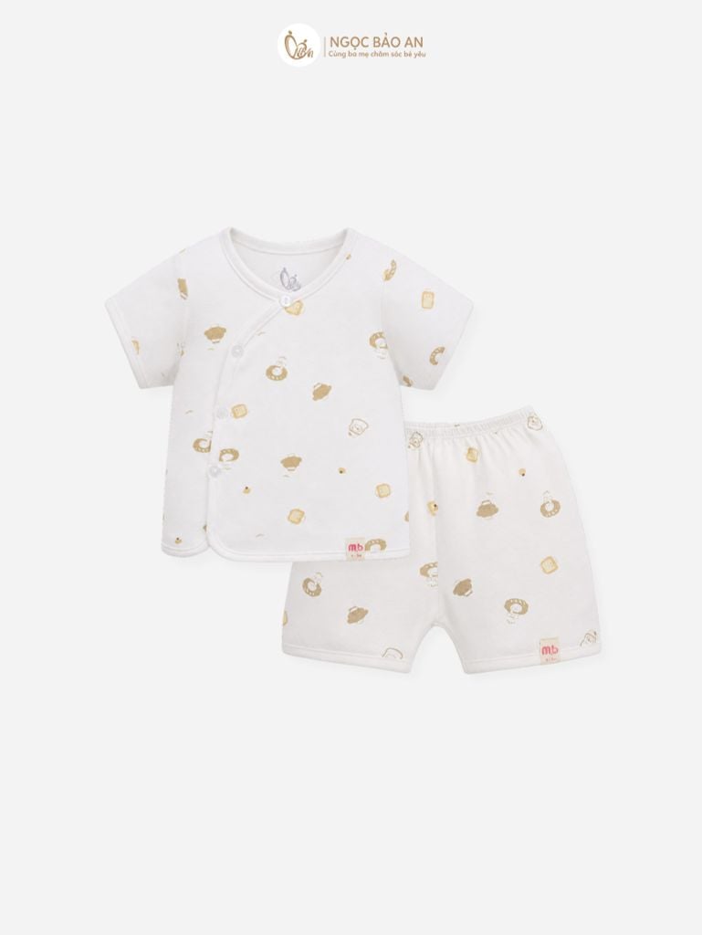 [M&B] Bộ ngắn cài bên cotton gấu cooking vàng PM
