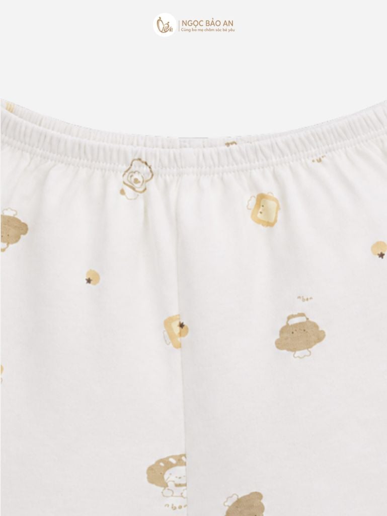 [M&B] Bộ ngắn cài bên cotton gấu cooking vàng PM