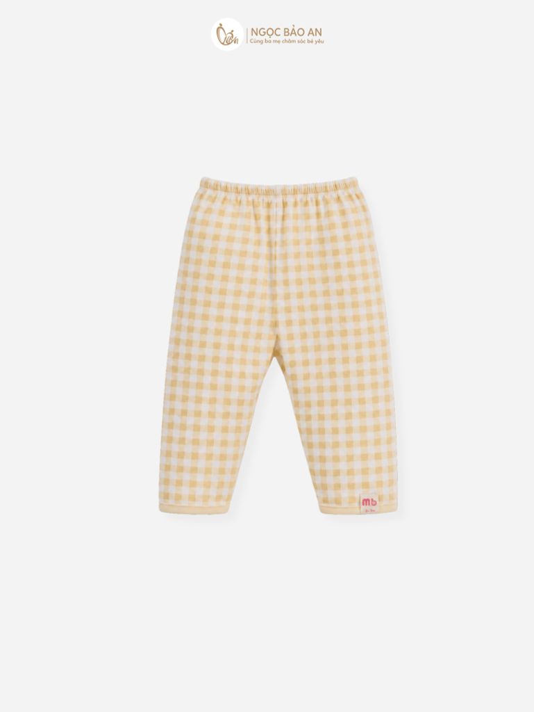 [M&B] Bộ tay dài cài bên cotton caro vàng