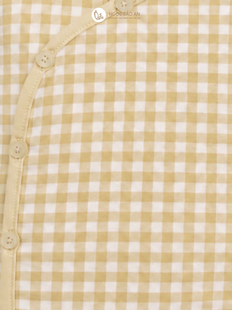 [M&B] Bộ tay dài cài bên cotton caro vàng