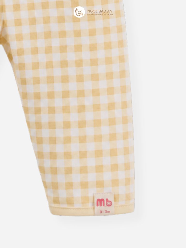 [M&B] Bộ tay dài cài bên cotton caro vàng