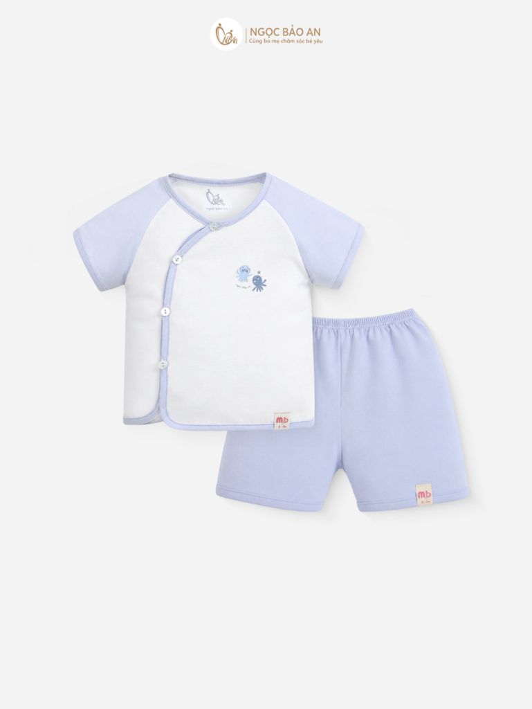 [M&B] Bộ ngắn cài bên cotton bạch tuộc xanh PM