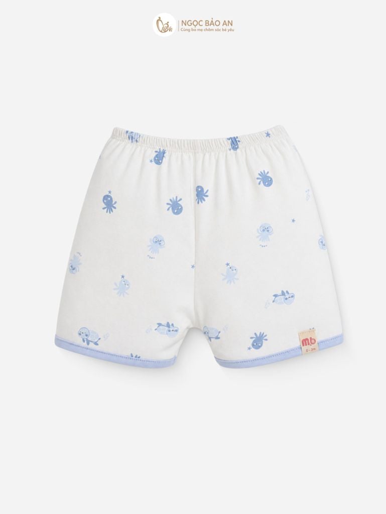[M&B] Bộ ngắn cài bên cotton rùa bạch tuộc xanh