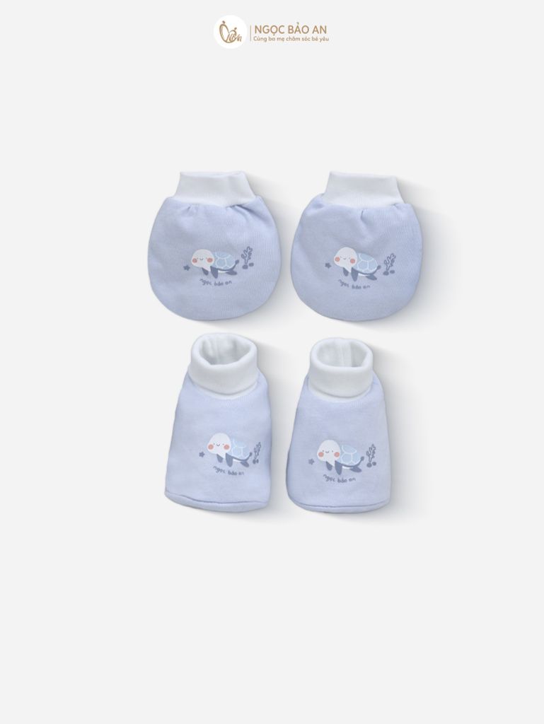 [M&B] Combo Sơ Sinh cotton tone Xanh in hình họa tiết đầy đủ phụ kiện(CBSScotton2025)