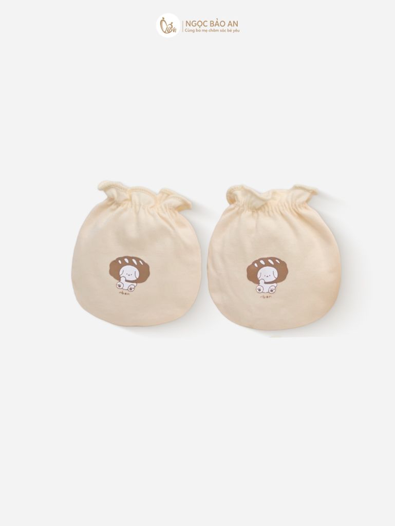 [M&B] Bộ bao tay chân thun cotton sơ sinh họa tiết Gấu Bread Vàng