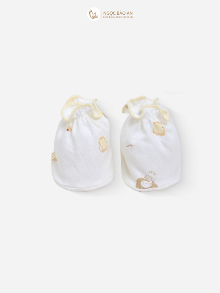 [M&B] Bộ bao tay chân thun cotton sơ sinh họa tiết Gấu Cooking Vàng