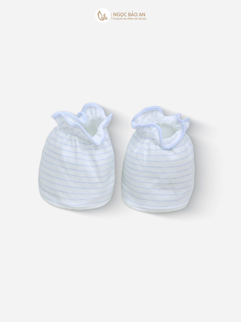 [M&B] Bộ bao tay chân thun cotton sơ sinh họa tiết Sọc Xanh