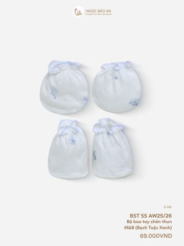[M&B] Bộ bao tay chân thun cotton sơ sinh họa tiết Bạch Tuộc Xanh