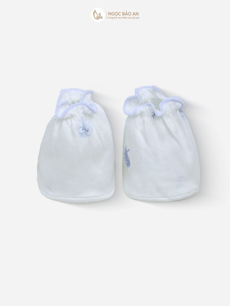 [M&B] Bộ bao tay chân thun cotton sơ sinh họa tiết Bạch Tuộc Xanh