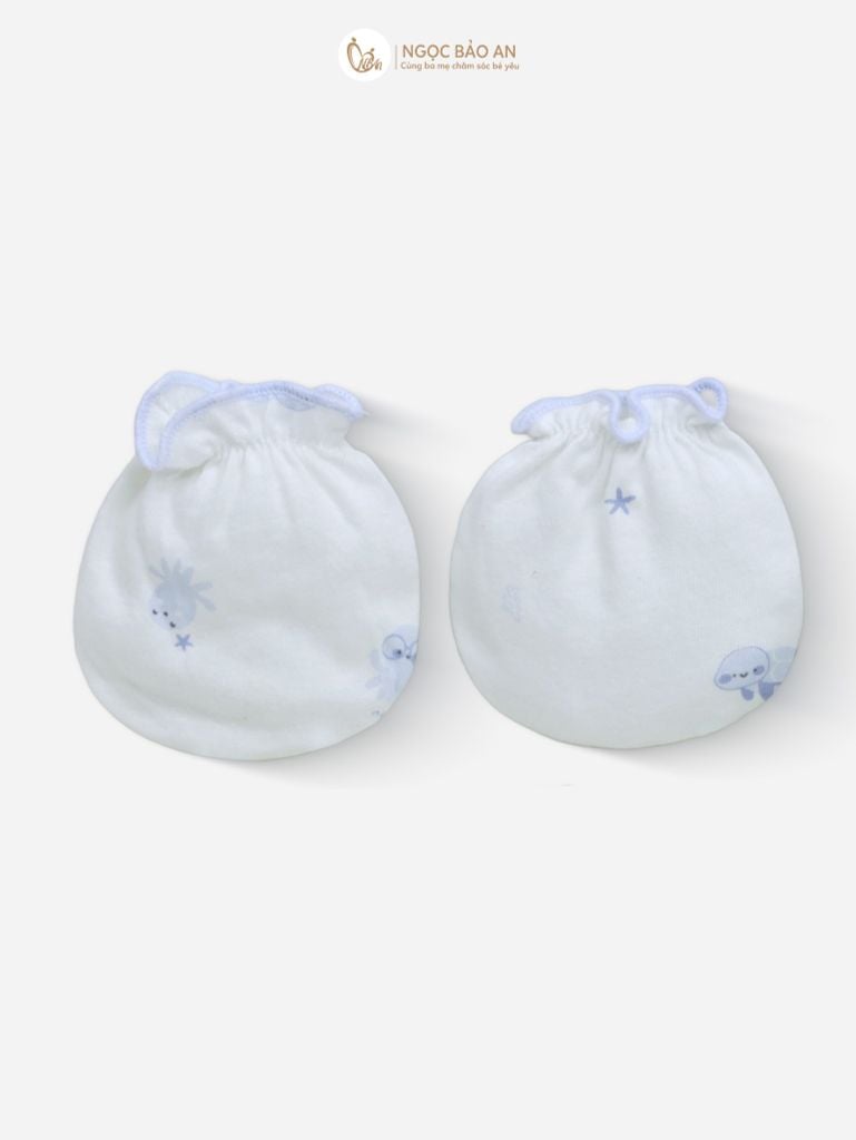 [M&B] Bộ bao tay chân thun cotton sơ sinh họa tiết Bạch Tuộc Xanh