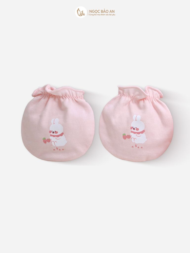 [M&B] Bộ bao tay chân thun cotton sơ sinh họa tiết thỏ carrot hồng