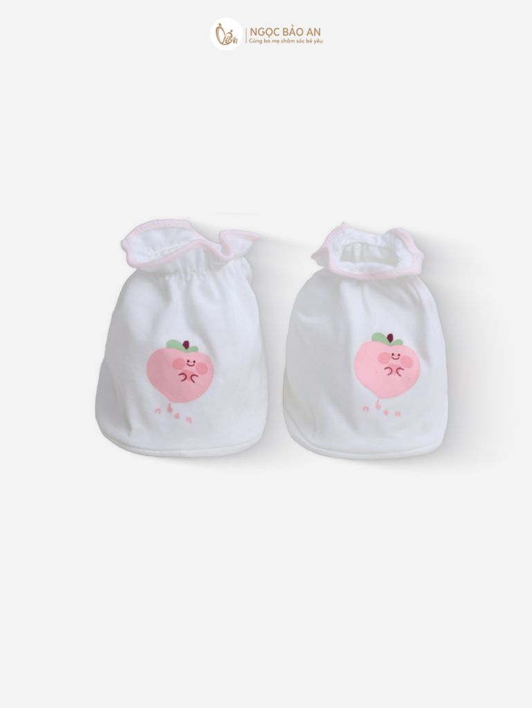[M&B] Bộ bao tay chân thun cotton sơ sinh họa tiết hồng đào