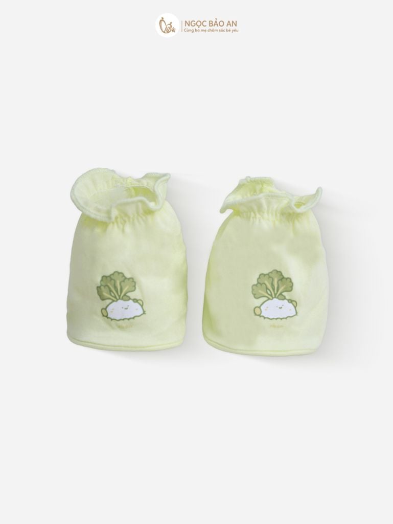 [M&B] Bộ bao tay chân thun cotton sơ sinh họa tiết Củ Cải Xanh Bơ