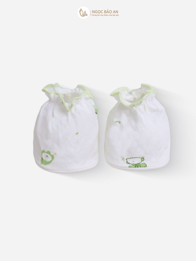 [M&B] Bộ bao tay chân thun cotton sơ sinh họa tiết củ cải & ốc sên