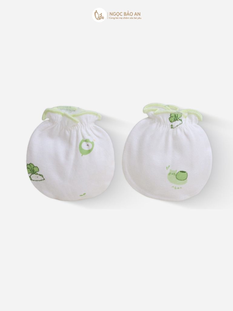 [M&B] Bộ bao tay chân thun cotton sơ sinh họa tiết củ cải & ốc sên