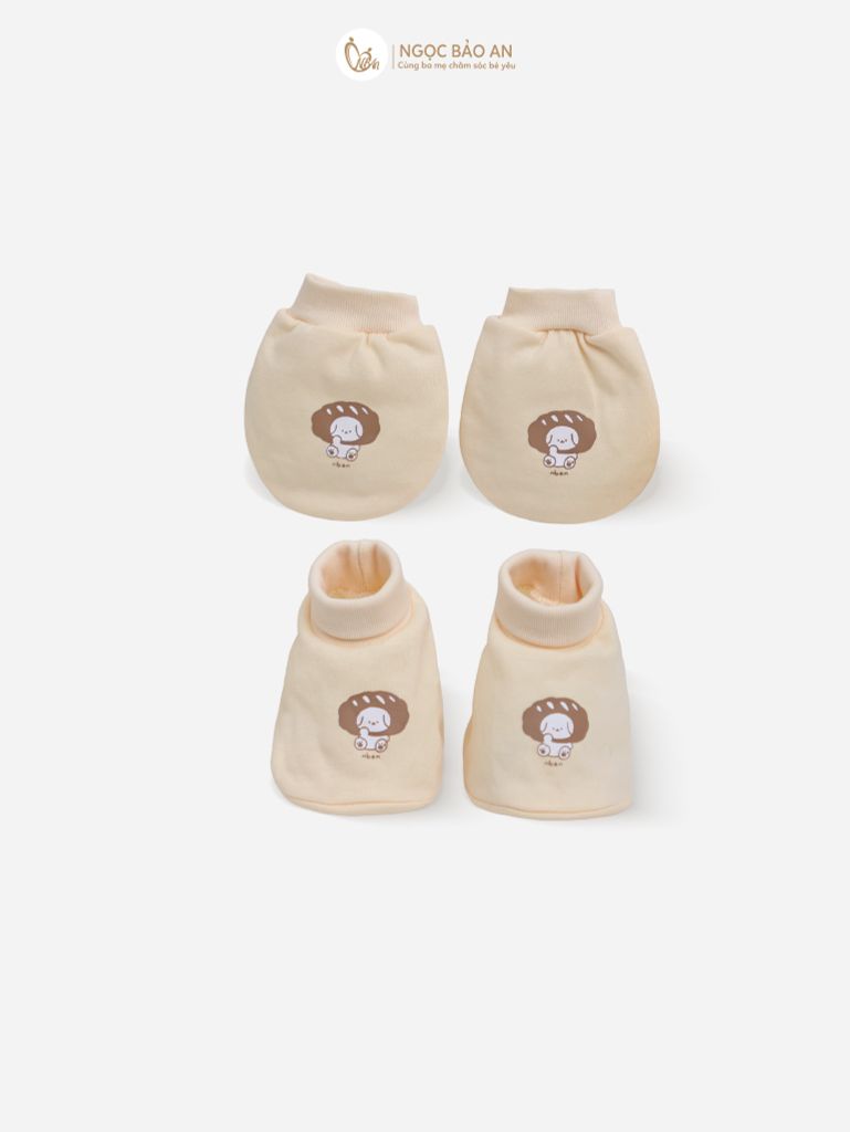 [M&B] Combo Sơ Sinh cotton tone Vàng in hình họa tiết đầy đủ phụ kiện(CBSScotton2025)