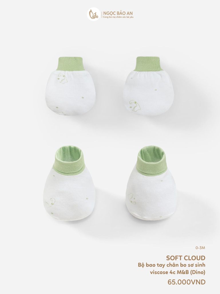[M&B] Bộ bao tay chân bo sơ sinh Dino [CBSSVISCOSE]