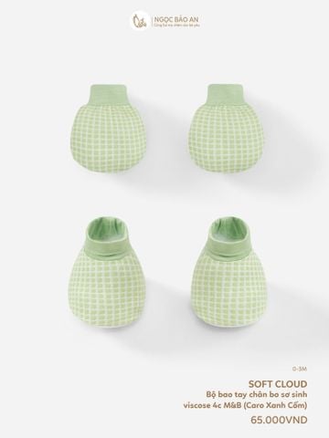 [M&B] Bộ bao tay chân bo sơ sinh Caro Xanh Cốm [CBSSVISCOSE]