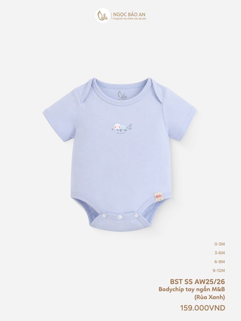 [M&B] Bodychip tay ngắn cotton rùa xanh