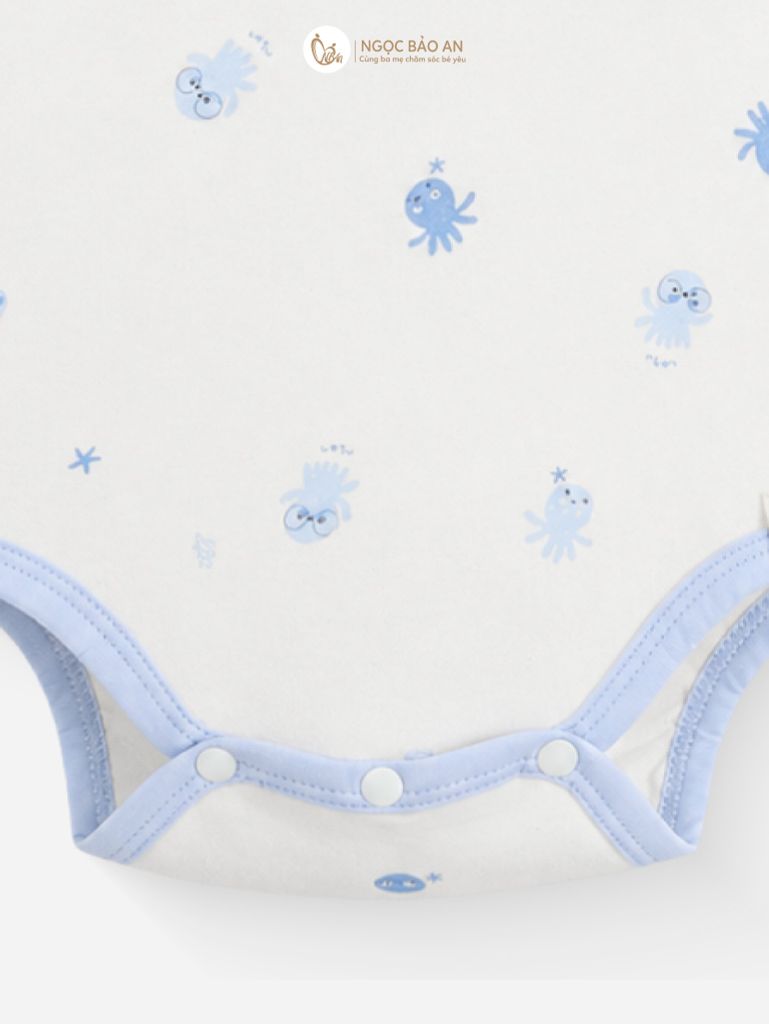 [M&B] Bodychip tay ngắn cotton rùa và bạch tuộc xanh