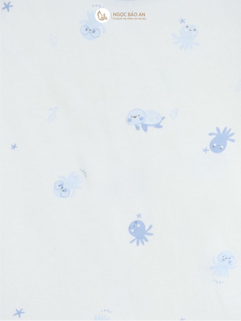 [M&B] Bộ ngắn cài bên cotton rùa bạch tuộc xanh