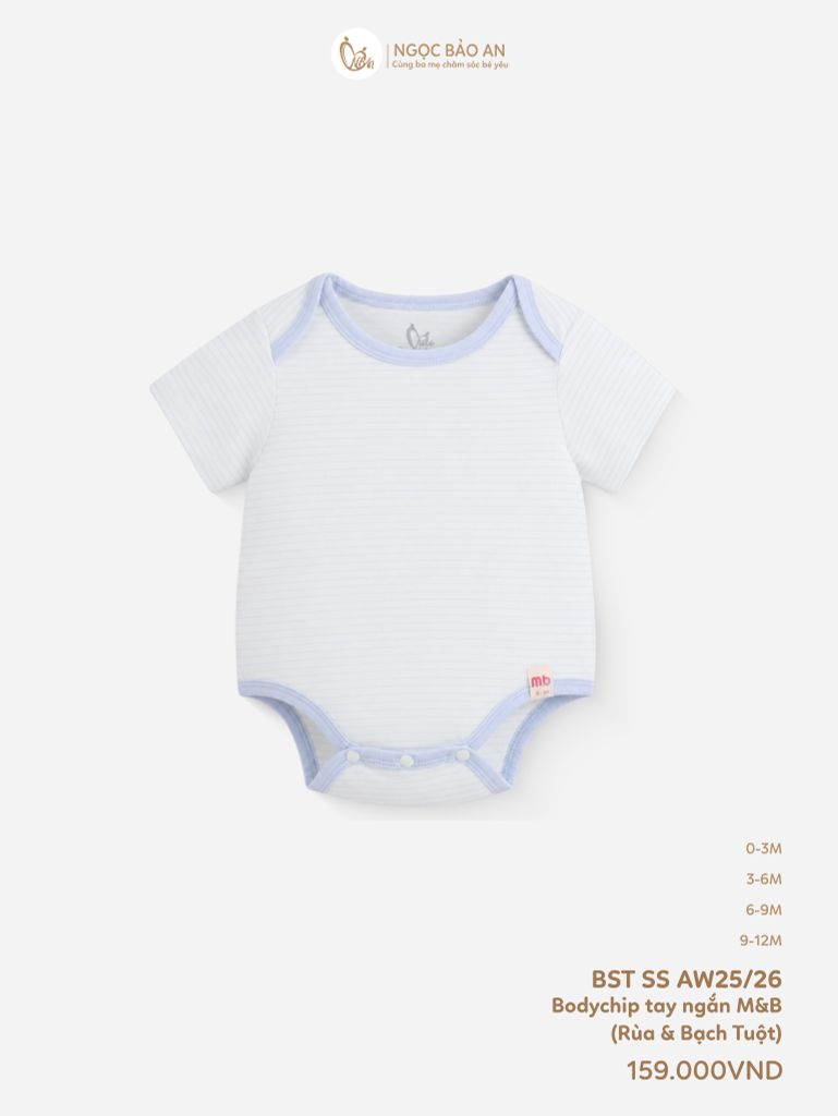 [M&B] Bodychip tay ngắn cotton sọc xanh