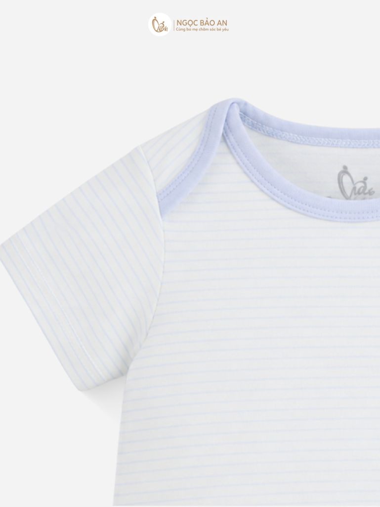 [M&B] Bodychip tay ngắn cotton sọc xanh