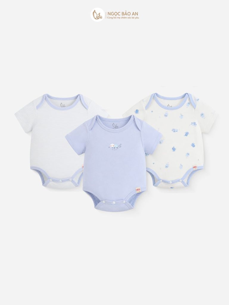 [M&B] Combo Sơ Sinh cotton tone Xanh in hình họa tiết đầy đủ phụ kiện(CBSScotton2025)