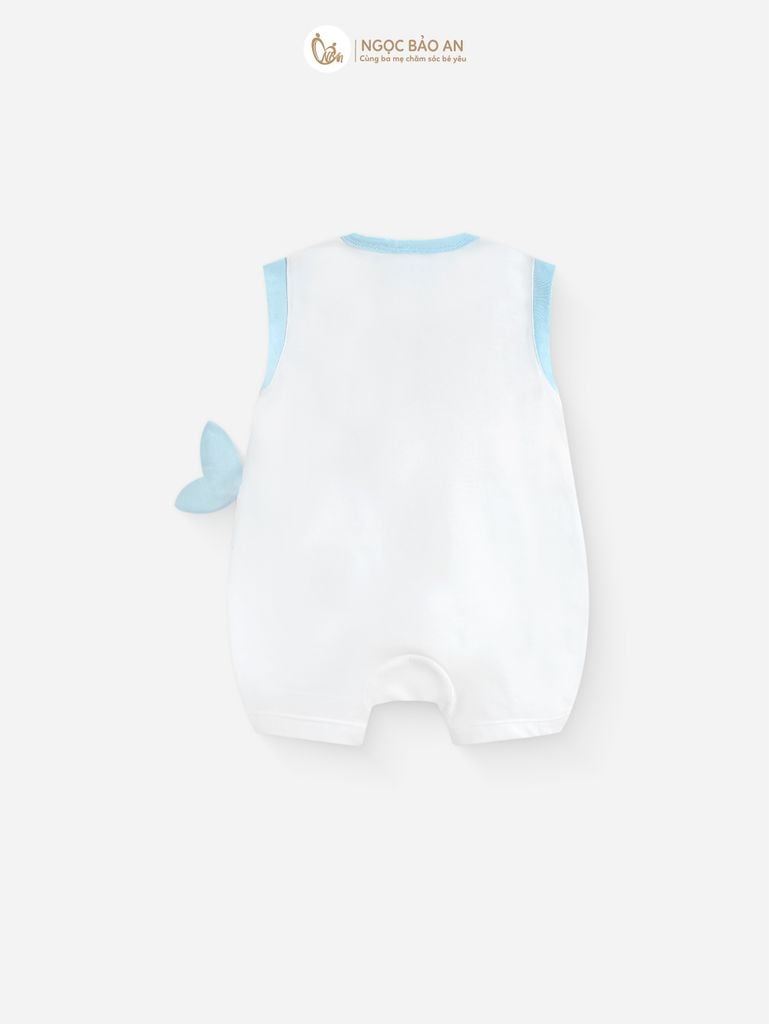 [M&B] Body đùi cotton bé trai tay cộc cá voi xanh