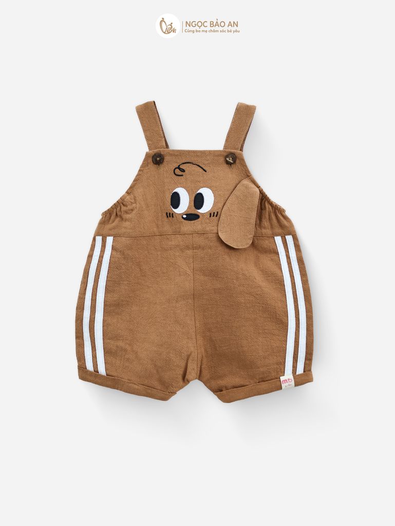 [M&B] BST CÚN: Set áo phối yếm cotton cún nâu