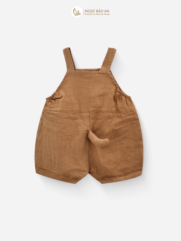 [M&B] BST CÚN: Set áo phối yếm cotton cún nâu