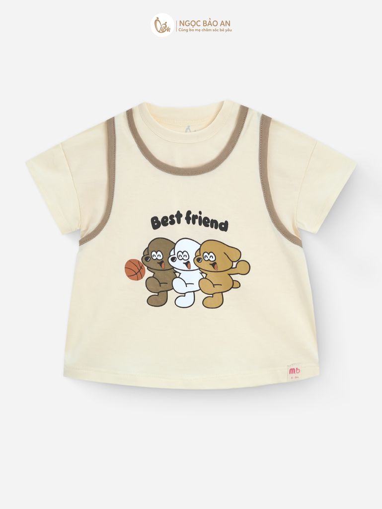 [M&B] BST CÚN: Bộ tay ngắn thể thao cotton cún best friends 53