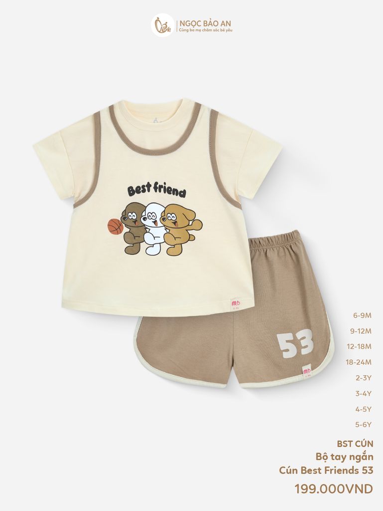 [M&B] BST CÚN: Bộ tay ngắn thể thao cotton cún best friends 53