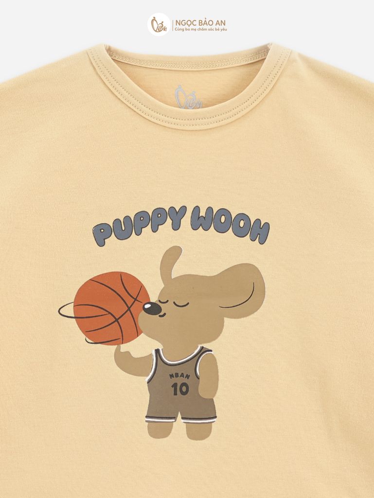 [M&B] BST CÚN: Bộ tay ngắn cotton puppy woon 10