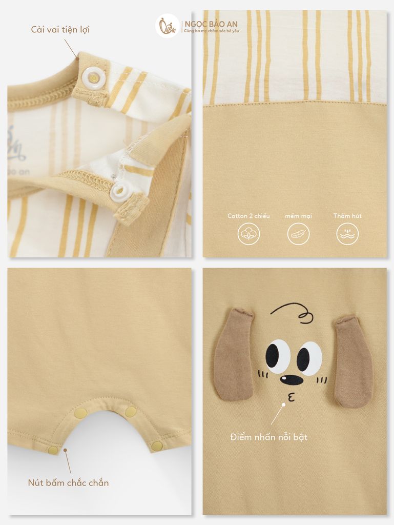 [M&B] BST CÚN: Body đùi tay ngắn cotton cún con