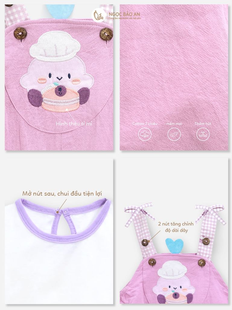 [M&B] BST CANDY: Set Áo và Yếm cho bé đầu bếp kem