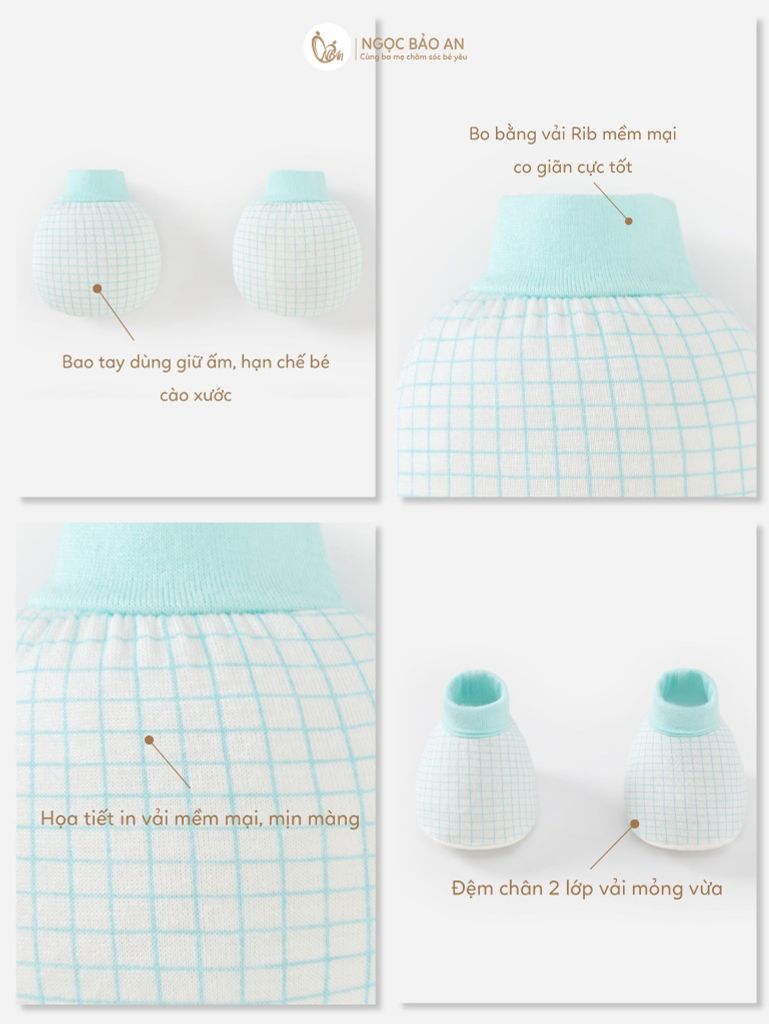 [M&B] Bộ bao tay chân sơ sinh Bear Mint [CBSSVISCOSE]