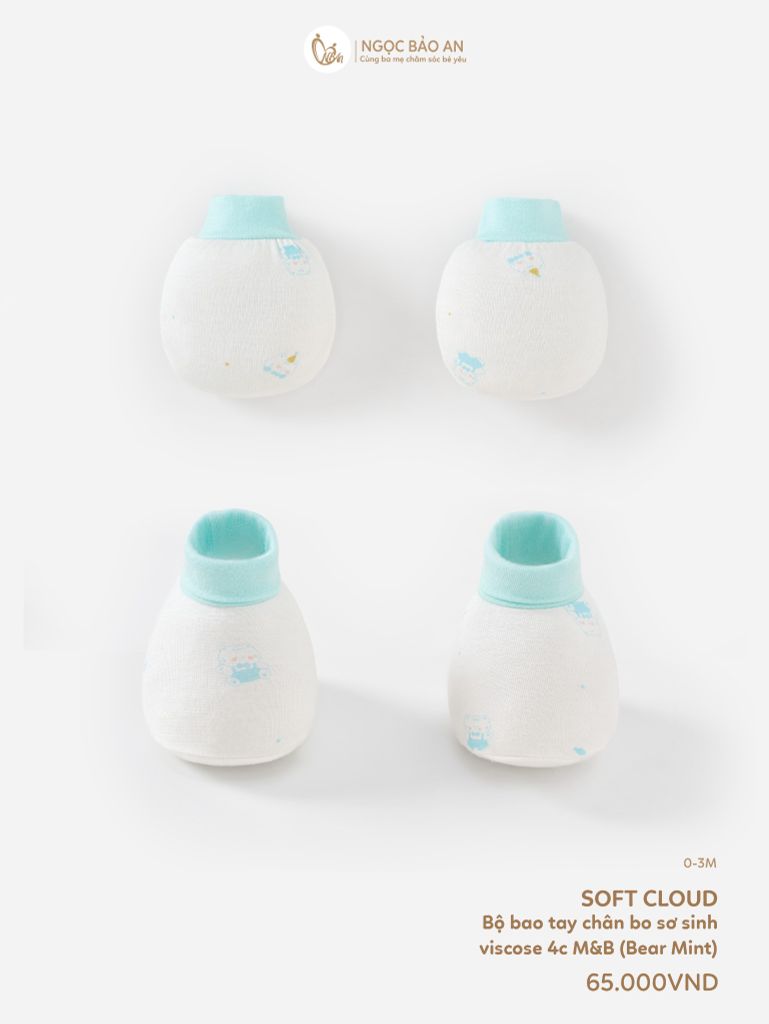 [M&B] Bộ bao tay chân sơ sinh Bear Mint [CBSSVISCOSE]