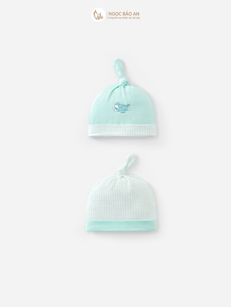 [M&B] Set 2 nón chóp sơ sinh baer mint (NB-3m) [CBSSVISCOSE]