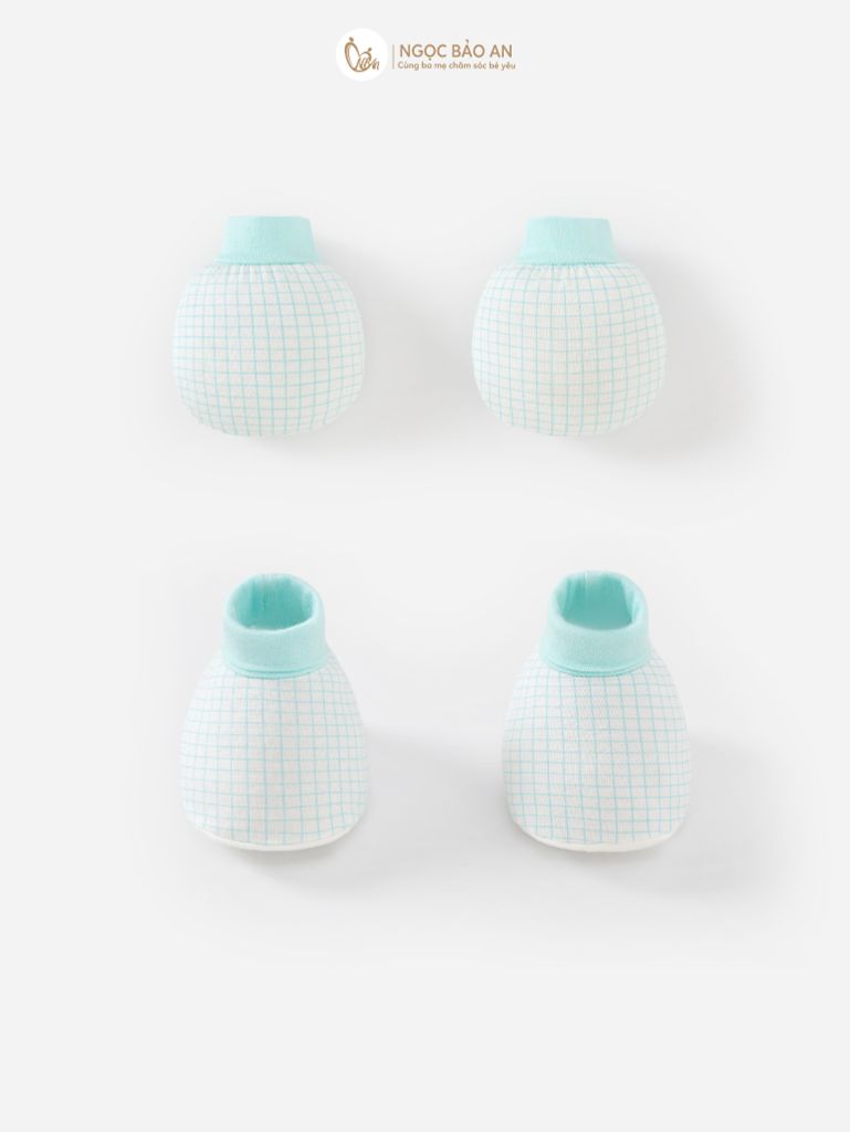 [M&B] Set nón chóp bao tay chân bo sơ sinh Caro Mint (NB-3m) [CBSSVISCOSE]