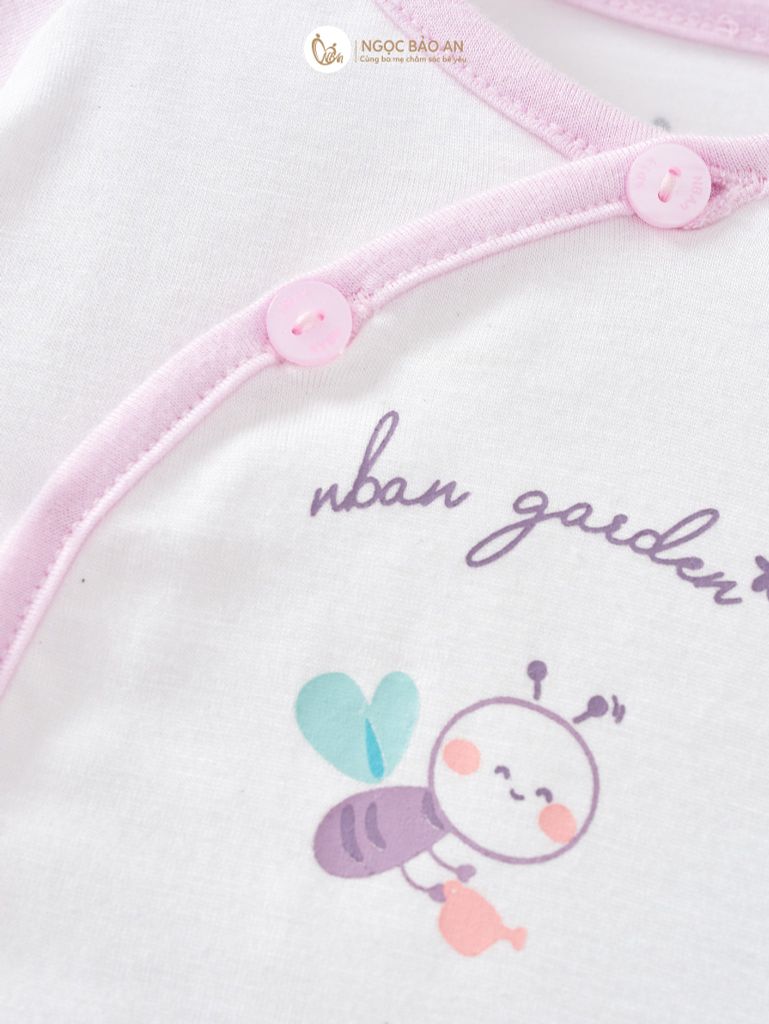 [M&B] Bộ tay dài cài bên garden tím PM (NB-24m)