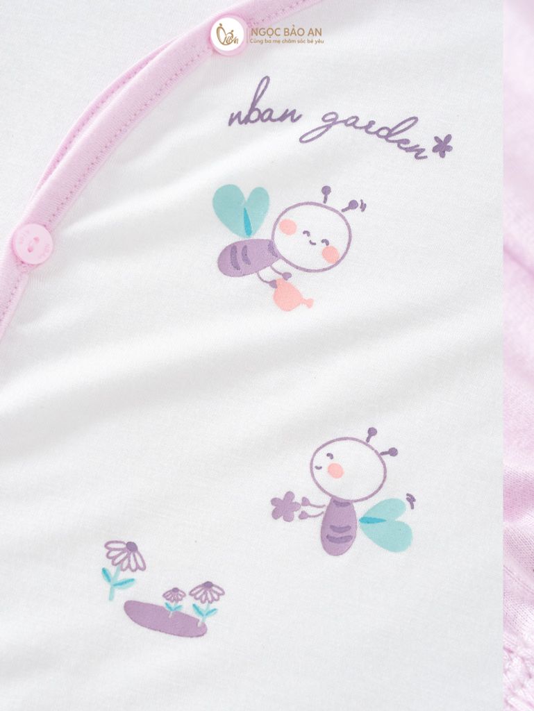 [M&B] Bộ tay dài cài bên garden tím PM (NB-24m)