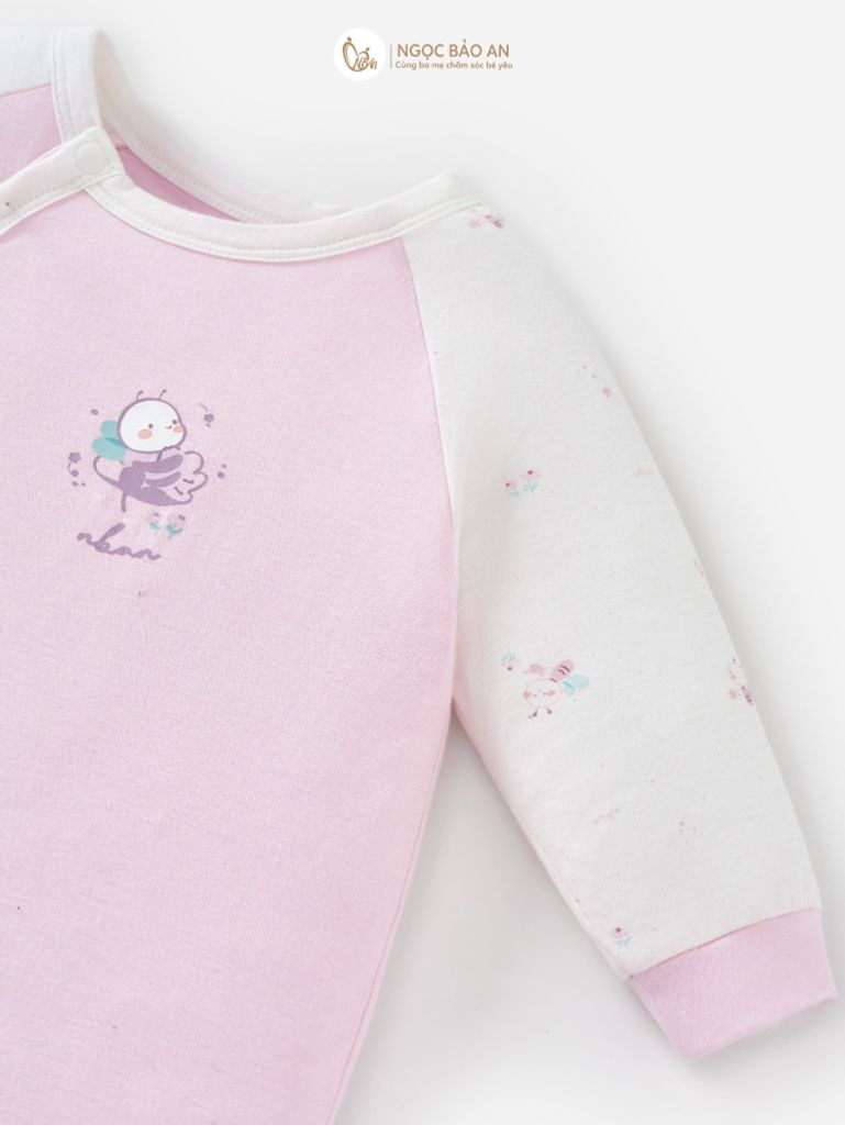 [M&B] Bodysuit dài tay dài cài chéo ong tím (NB-12m)