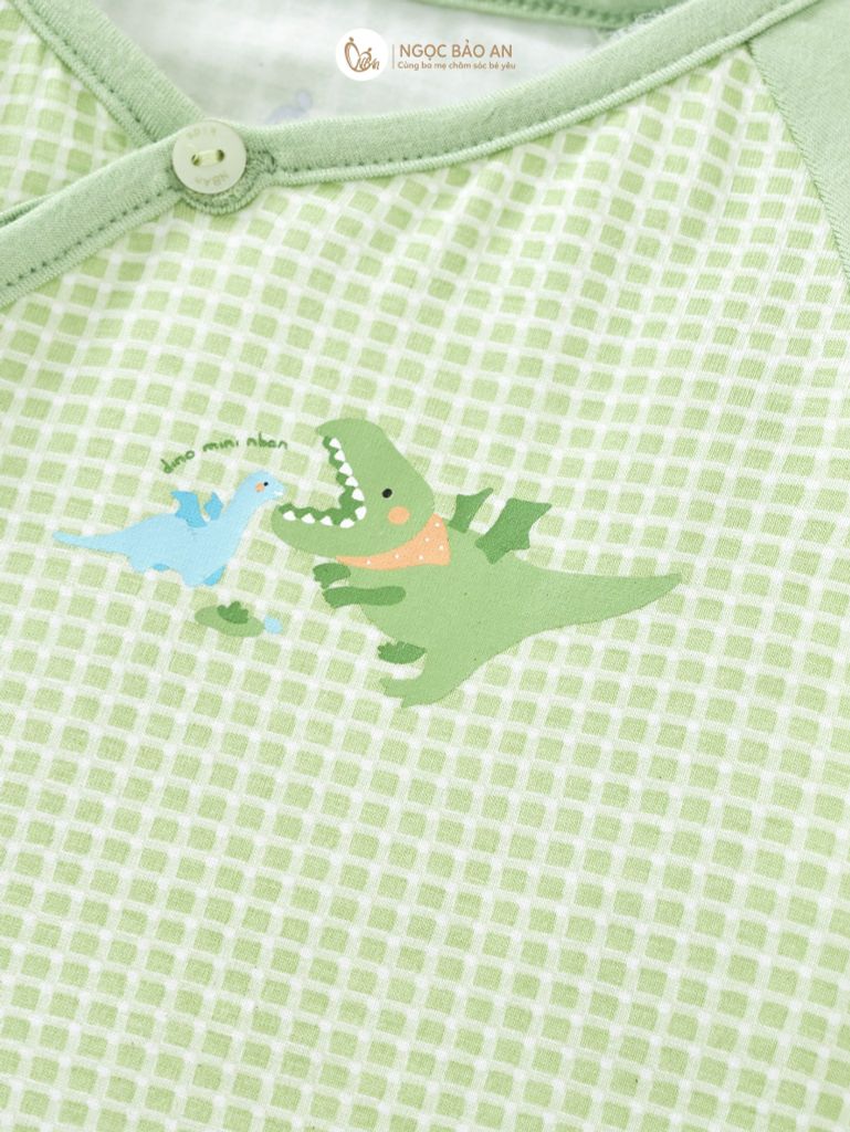 [M&B] Bộ tay dài cài bên caro dino PM (NB-24m)