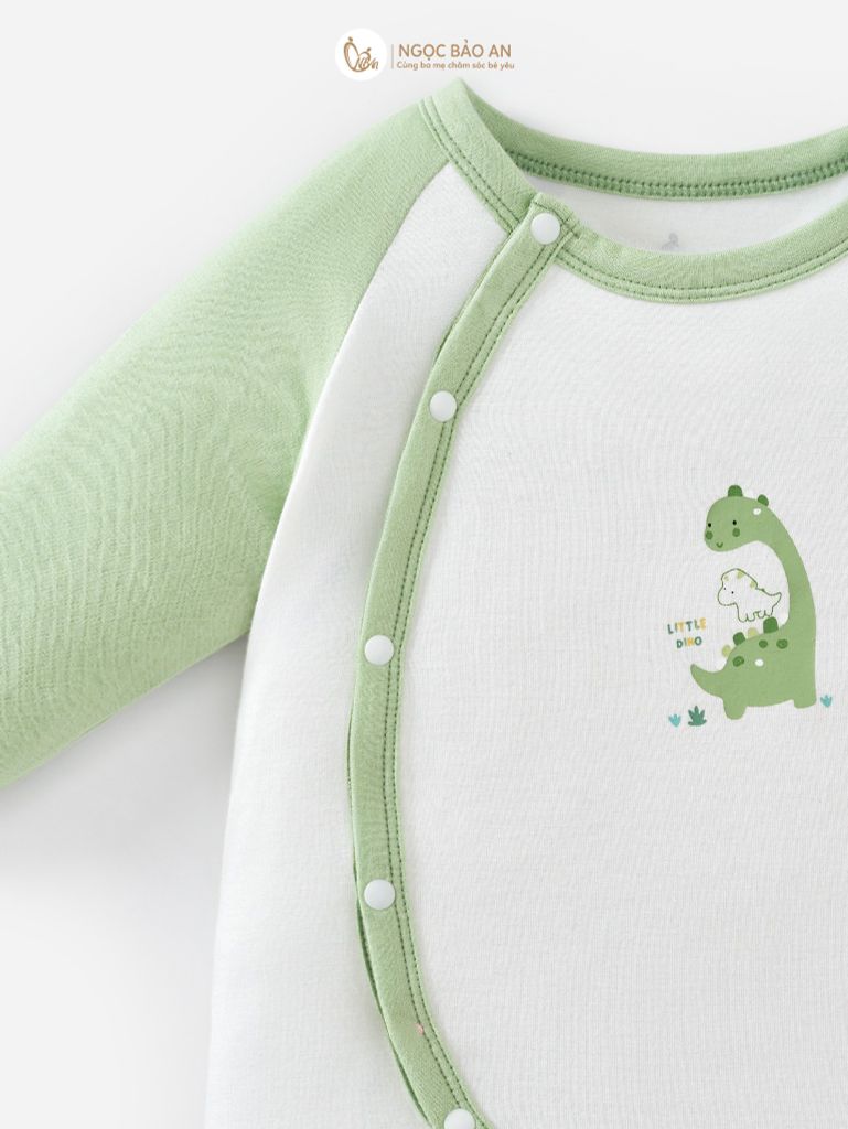 [M&B] Bodysuit dài tay dài cài chéo little dino (NB-12m)