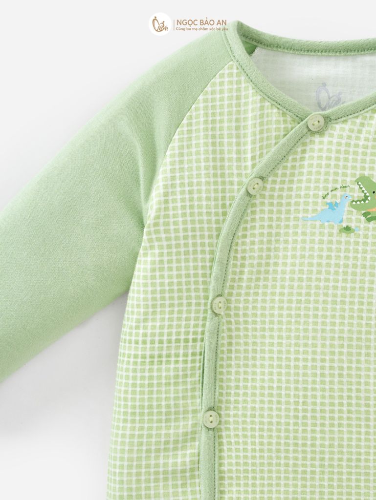 [M&B] Bộ tay dài cài bên caro dino PM (NB-24m)