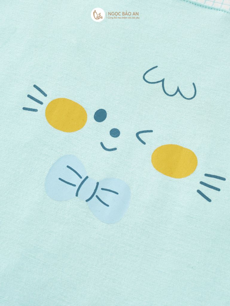 [M&B] Body đùi tay ngắn giả yếm lệch vai cat mint (NB-12m)