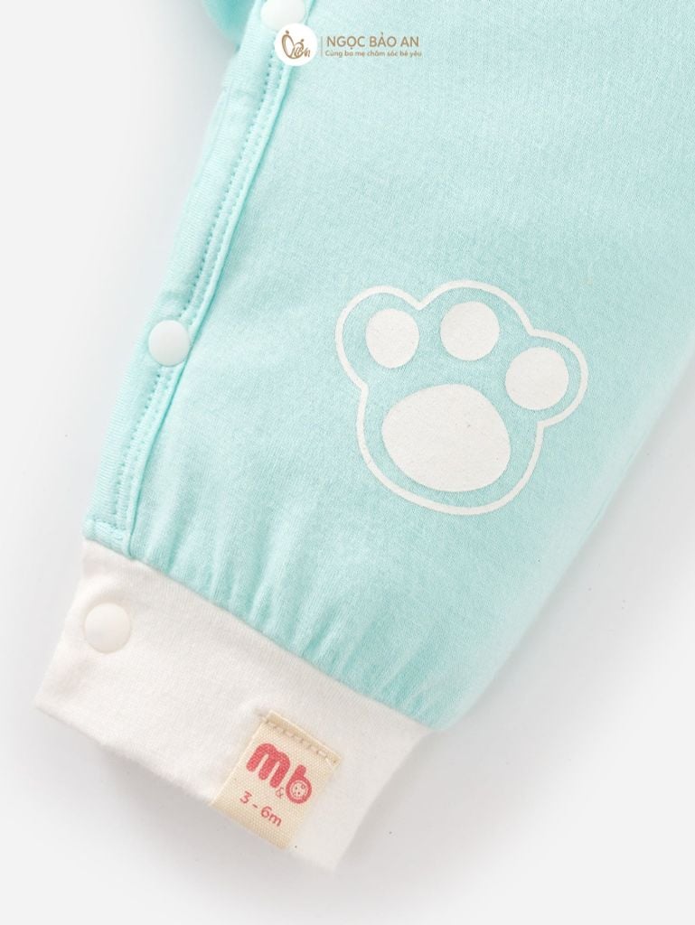 [M&B] CB2: Set bodysuit dáng dài + body đùi tay ngắn + bodychip tay ngắn Cat Mint (NB-3m)